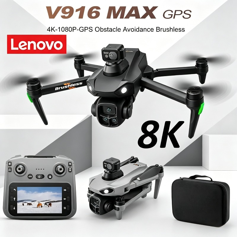 Fpv Brushless Rc Drone 4K - Drone professionnel Lenovo V916MAX 8K HD