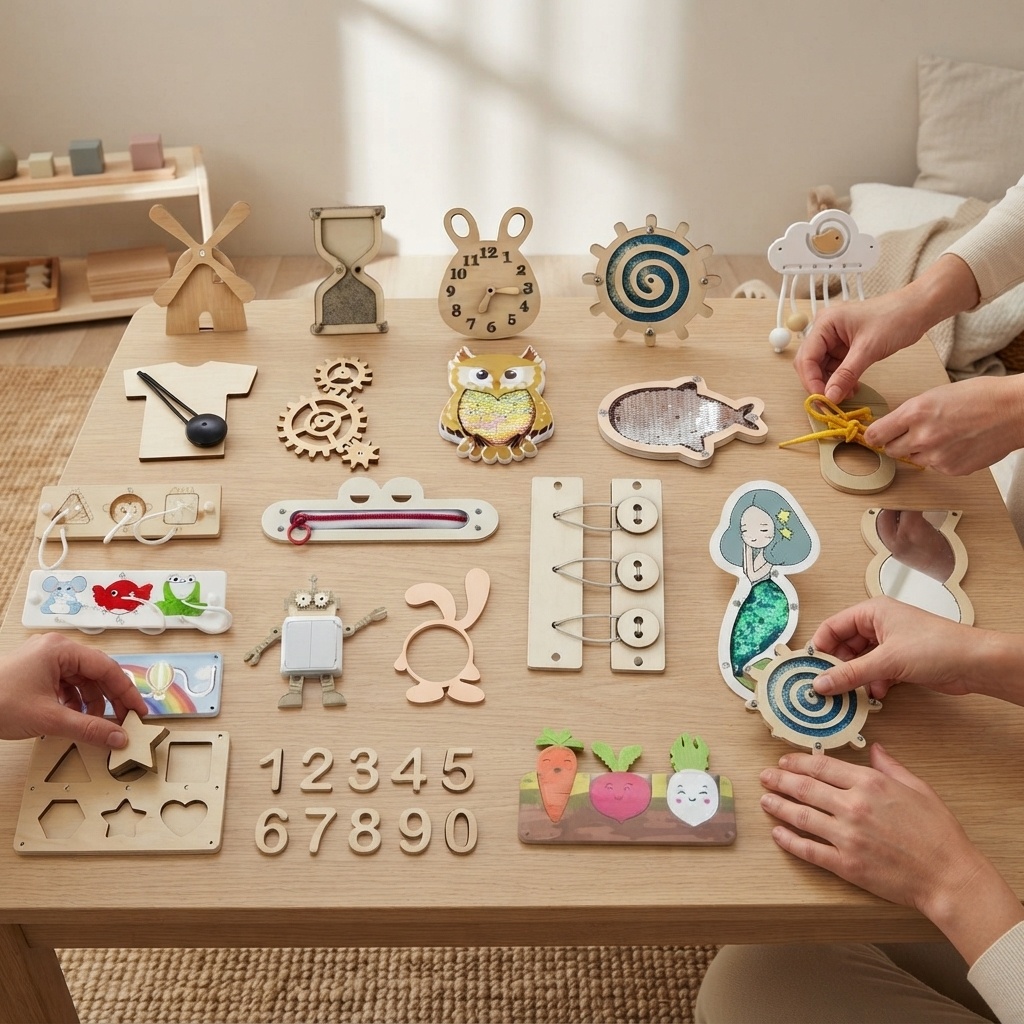 Tableau d'activités Montessori - Montessori Wooden Busy Board Toddler avis et prix