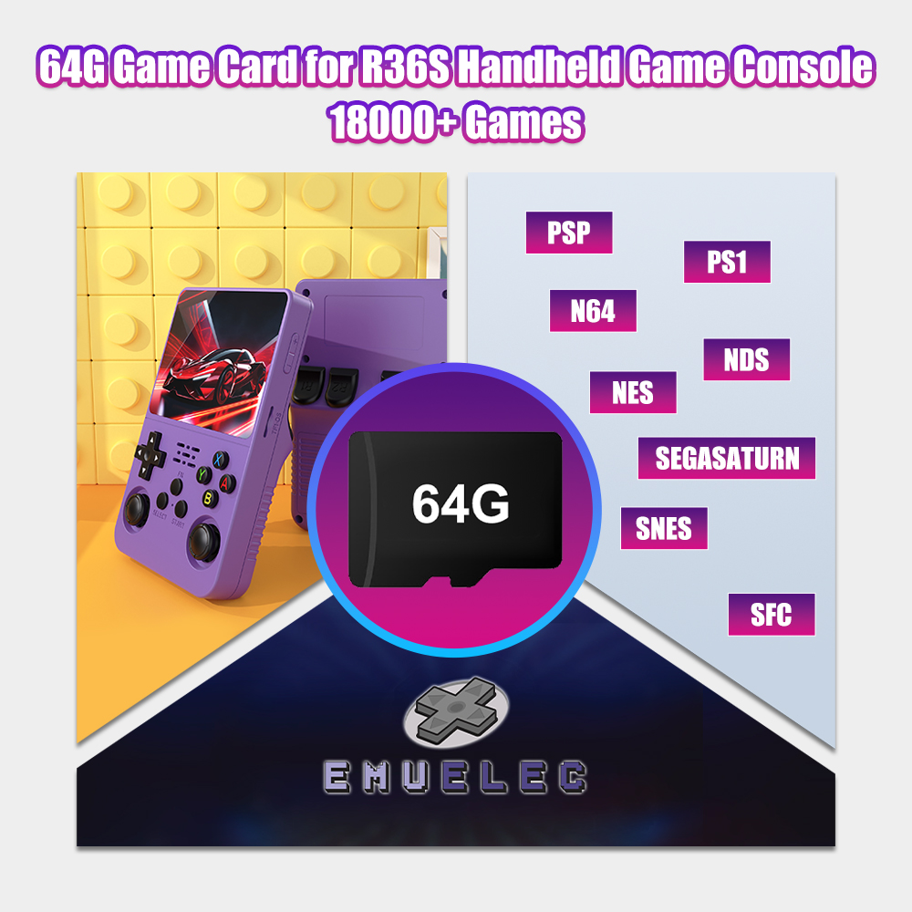 Carte de jeu TF 64 go pour Con - Retro Handheld Game Console R36S avis et prix